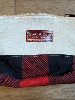 Boat & Tote L.L. Bean Travel Toiletry Cosmetic Zippered Bag  10” x 6” Plaid